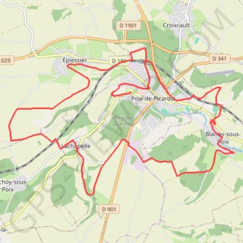 Itinéraire Circuit des vallées - Poix-de-Picardie, distance, dénivelé, altitude, carte, profil, trace GPS