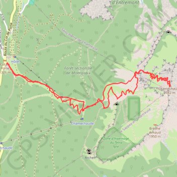 Itinéraire Chamechaude Directe NNW du sommet (Chartreuse), distance, dénivelé, altitude, carte, profil, trace GPS