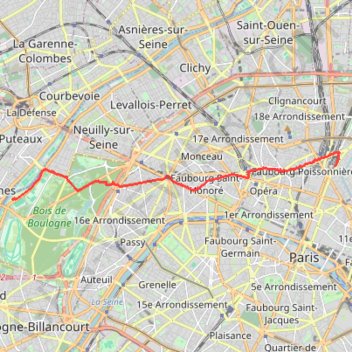 Itinéraire Gare de l'Est Camping Bois Boulogne, distance, dénivelé, altitude, carte, profil, trace GPS