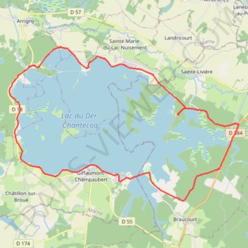 Itinéraire Tour du Lac du Der par les pistes cyclables et la forêt, distance, dénivelé, altitude, carte, profil, trace GPS