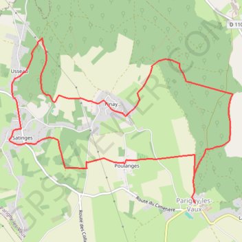 Itinéraire Les hameaux de Parigny-les-Vaux, distance, dénivelé, altitude, carte, profil, trace GPS