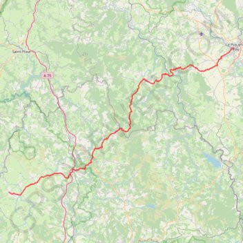 Itinéraire GR65 De Puy-en-Velay (Haute-Loire) à Nasbinals (Lozère), distance, dénivelé, altitude, carte, profil, trace GPS