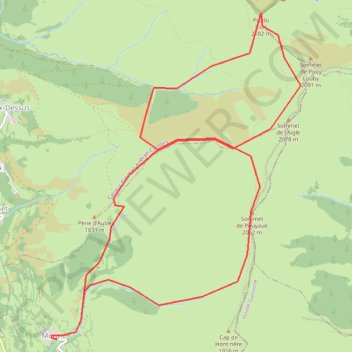 Itinéraire Pic du Lion et sommet de Pouyaué depuis Mont, distance, dénivelé, altitude, carte, profil, trace GPS
