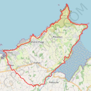 Itinéraire Cap Fréhel, distance, dénivelé, altitude, carte, profil, trace GPS