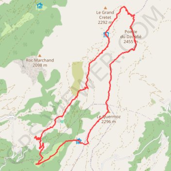 Itinéraire TerreauxQuermozDzonfié, distance, dénivelé, altitude, carte, profil, trace GPS