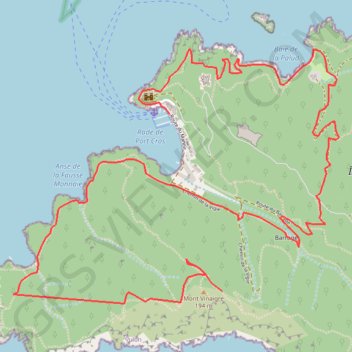 Itinéraire Port-Cros du fortin de la Vigie au port, distance, dénivelé, altitude, carte, profil, trace GPS