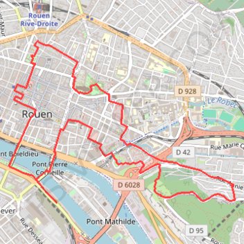 Itinéraire Balade dans Rouen et en bord de Seine, distance, dénivelé, altitude, carte, profil, trace GPS