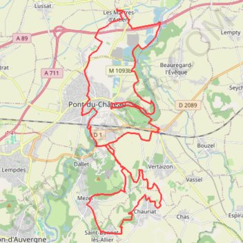 Itinéraire La Tonytruante - Pont-du-Château, distance, dénivelé, altitude, carte, profil, trace GPS
