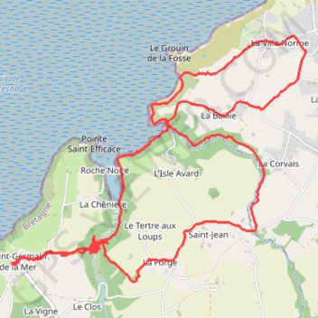Itinéraire Balade Saint Germain (22), distance, dénivelé, altitude, carte, profil, trace GPS