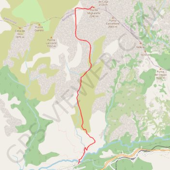 Itinéraire Pointe Migliarello, distance, dénivelé, altitude, carte, profil, trace GPS
