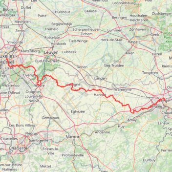 Itinéraire GR579-1 GR 579 Bruxelles - Liège Parcours principal, distance, dénivelé, altitude, carte, profil, trace GPS
