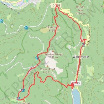 Itinéraire Col de Bramont, Grand Ventron, distance, dénivelé, altitude, carte, profil, trace GPS