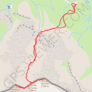 Itinéraire Pic Bouneu, Pic de Gabiédou, distance, dénivelé, altitude, carte, profil, trace GPS
