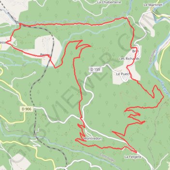 Itinéraire Le sentier des Beaumes - Concoules, distance, dénivelé, altitude, carte, profil, trace GPS