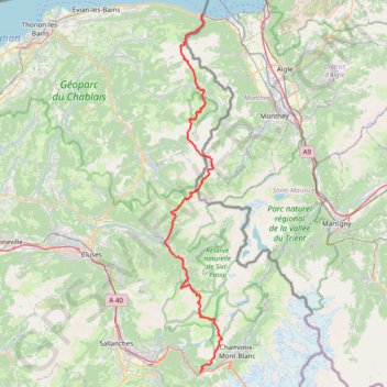 Itinéraire GR5 : StGingolph Chamonix, distance, dénivelé, altitude, carte, profil, trace GPS