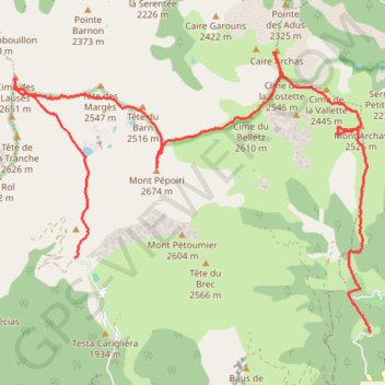 Itinéraire Mercantour Tour, distance, dénivelé, altitude, carte, profil, trace GPS