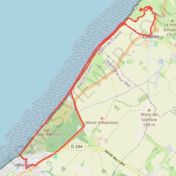 Itinéraire Randonnée en boucle du Cap Blanc-Nez à Wissant, distance, dénivelé, altitude, carte, profil, trace GPS
