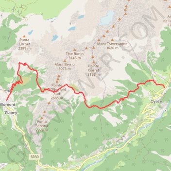 Itinéraire Val d'Aoste Alta Via 1 étape 12, distance, dénivelé, altitude, carte, profil, trace GPS
