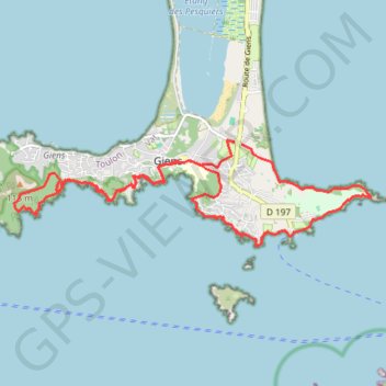 Itinéraire Tour de la presqu'île de Giens, distance, dénivelé, altitude, carte, profil, trace GPS