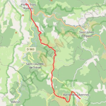 Itinéraire CEV_APIEDS_FAMILLE_Florac_Barre 15.7 kms 557 m-21241229, distance, dénivelé, altitude, carte, profil, trace GPS
