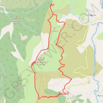 Itinéraire boucle Coaraze rocca sparviera SL, distance, dénivelé, altitude, carte, profil, trace GPS