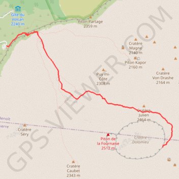 Itinéraire RandoPitons.re #1254 - Le Piton de la Fournaise depuis le Pas de Bellecombe (circuit 2018), distance, dénivelé, altitude, carte, profil, trace GPS