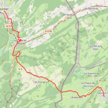 Itinéraire vfs01-da-pontarlier-st-croix, distance, dénivelé, altitude, carte, profil, trace GPS