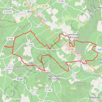 Itinéraire Boucle VTT depuis Saint-Sulpice-de-Cognac, distance, dénivelé, altitude, carte, profil, trace GPS