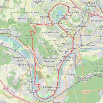 Itinéraire Boucle de la Seine, distance, dénivelé, altitude, carte, profil, trace GPS