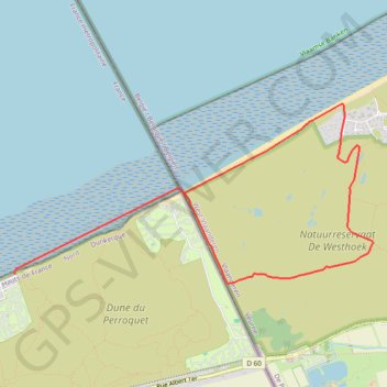 Itinéraire Circuit de la dune du Westhoek, distance, dénivelé, altitude, carte, profil, trace GPS