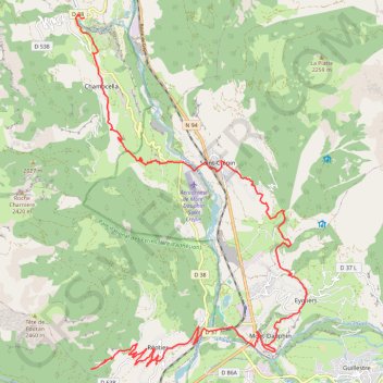 Itinéraire Pallon-Réotier, distance, dénivelé, altitude, carte, profil, trace GPS