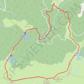 Itinéraire Rocher Batail, distance, dénivelé, altitude, carte, profil, trace GPS