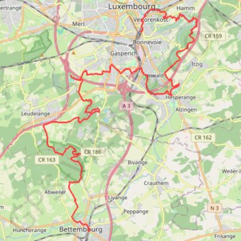 Itinéraire Escapadeaugrandduche3, distance, dénivelé, altitude, carte, profil, trace GPS