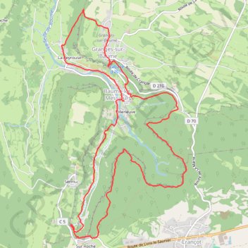 Itinéraire Baume-les-Messieurs 14Km, distance, dénivelé, altitude, carte, profil, trace GPS