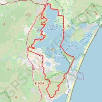 Itinéraire La Palme - Étang de Bages - Étang de l'Ayrolle, distance, dénivelé, altitude, carte, profil, trace GPS