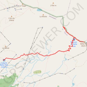 Itinéraire Descente de la Bella Tolla, distance, dénivelé, altitude, carte, profil, trace GPS