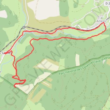 Itinéraire Balade aux salleles (commune d'Allenc 48190), distance, dénivelé, altitude, carte, profil, trace GPS