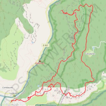 Itinéraire Gorges du Tarn – Le Rozier – Les Échelles de Cinglegros, distance, dénivelé, altitude, carte, profil, trace GPS