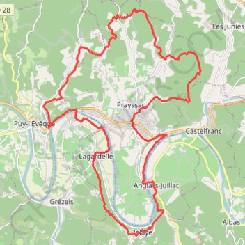 Itinéraire Tour de Prayssac, distance, dénivelé, altitude, carte, profil, trace GPS