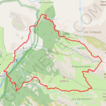 Itinéraire Traversée vallon de Verrairiers - vallon Lapassé, distance, dénivelé, altitude, carte, profil, trace GPS