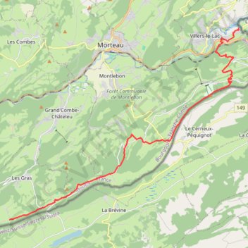 Itinéraire Grande Traversée du Jura (GTJ) - Villers le Lac - Les Seignes, distance, dénivelé, altitude, carte, profil, trace GPS
