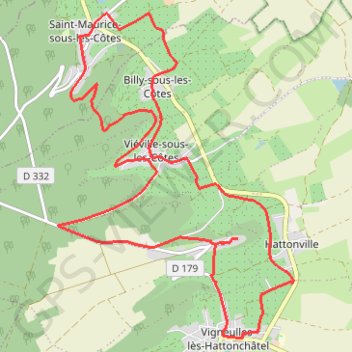 Itinéraire Les Côtes de Meuse - Saint-Maurice-sous-les-Côtes, distance, dénivelé, altitude, carte, profil, trace GPS