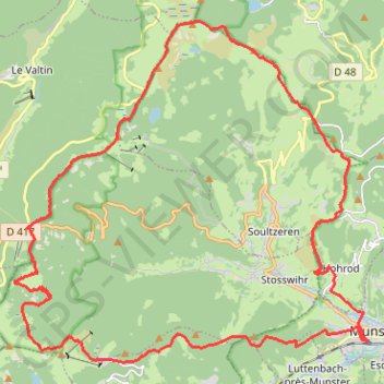 Itinéraire De Munster aux trois Fours et retour, distance, dénivelé, altitude, carte, profil, trace GPS