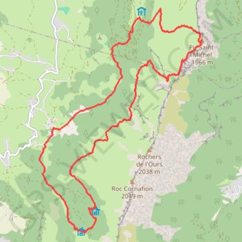 Itinéraire Pic Saint Michel, col de l'Arc et sentier Gobert, distance, dénivelé, altitude, carte, profil, trace GPS