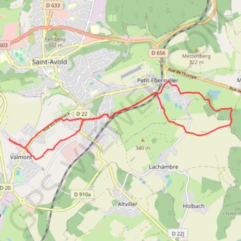 Itinéraire Valmont via macheren-lachambre, distance, dénivelé, altitude, carte, profil, trace GPS