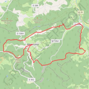 Itinéraire Ménessaire, distance, dénivelé, altitude, carte, profil, trace GPS