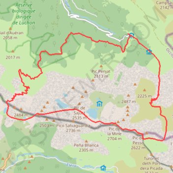 Itinéraire Pic de la Mine - pic de la Montagnette depuis l'Hospice de France, distance, dénivelé, altitude, carte, profil, trace GPS