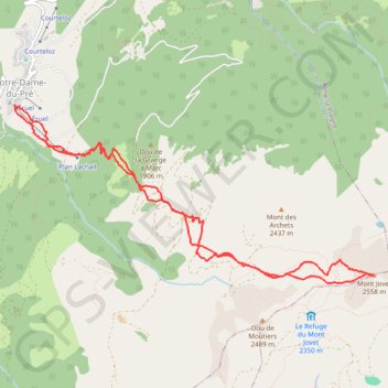 Itinéraire Le Mont Jovet (Tarentaise), distance, dénivelé, altitude, carte, profil, trace GPS