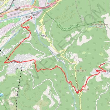 Itinéraire Chippis - Vercorin - Fang - Chandolin, distance, dénivelé, altitude, carte, profil, trace GPS