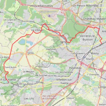 Itinéraire Marche de la Bièvres (78), distance, dénivelé, altitude, carte, profil, trace GPS